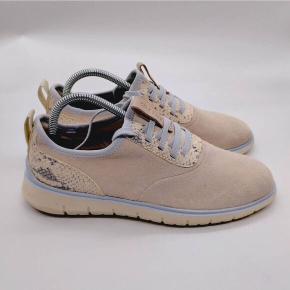 Cole Haan Zerogrand Ivory Suede Python Print Casual Sneakers Womens Size 9.5‎ - Picture 1 of 8